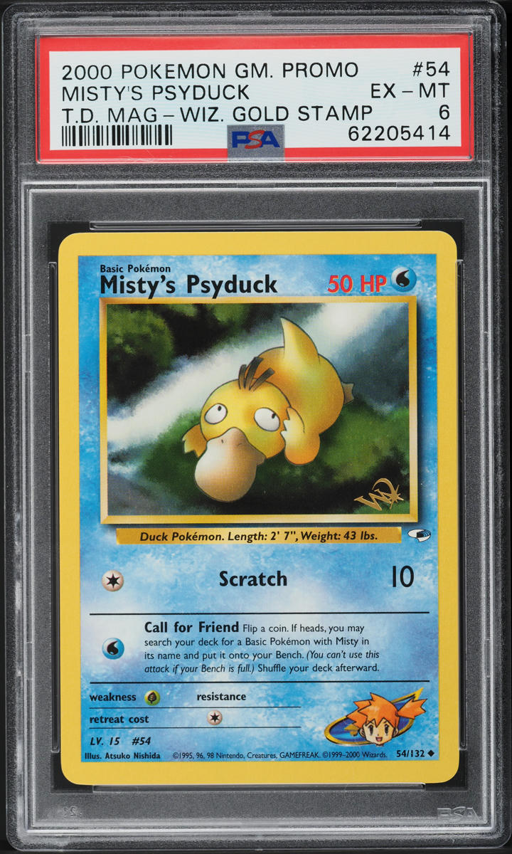 2000 Pokemon Game Promo TD Magazine Gold Stamp Misty's Psyduck #54 PSA 6 EXMT on Fanatics Collect 2000 Pokemon Game Promo TD Magazine Gold Stamp Misty's Psyduck #54 PSA 6 EXMT on Fanatics Collect