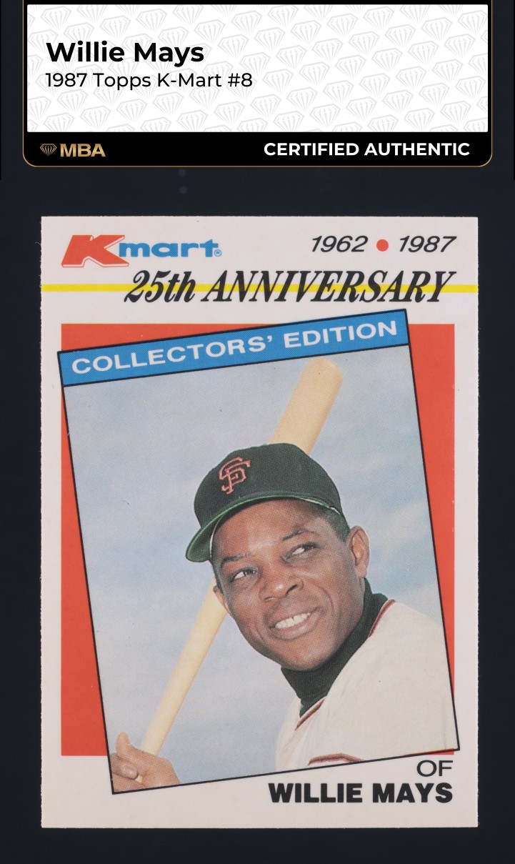 1987 Topps K-Mart Willie Mays #8 MBA AUTH
