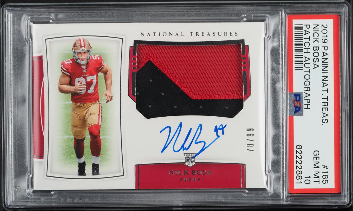 2019 Panini Origins Turquoise Nick Bosa ROOKIE PATCH AUTO /25 #118