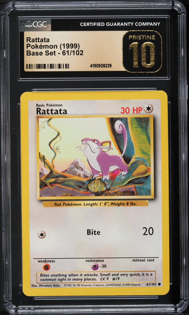 1999 Pokemon Base Set Rattata #61 CGC 10 PRISTINE
