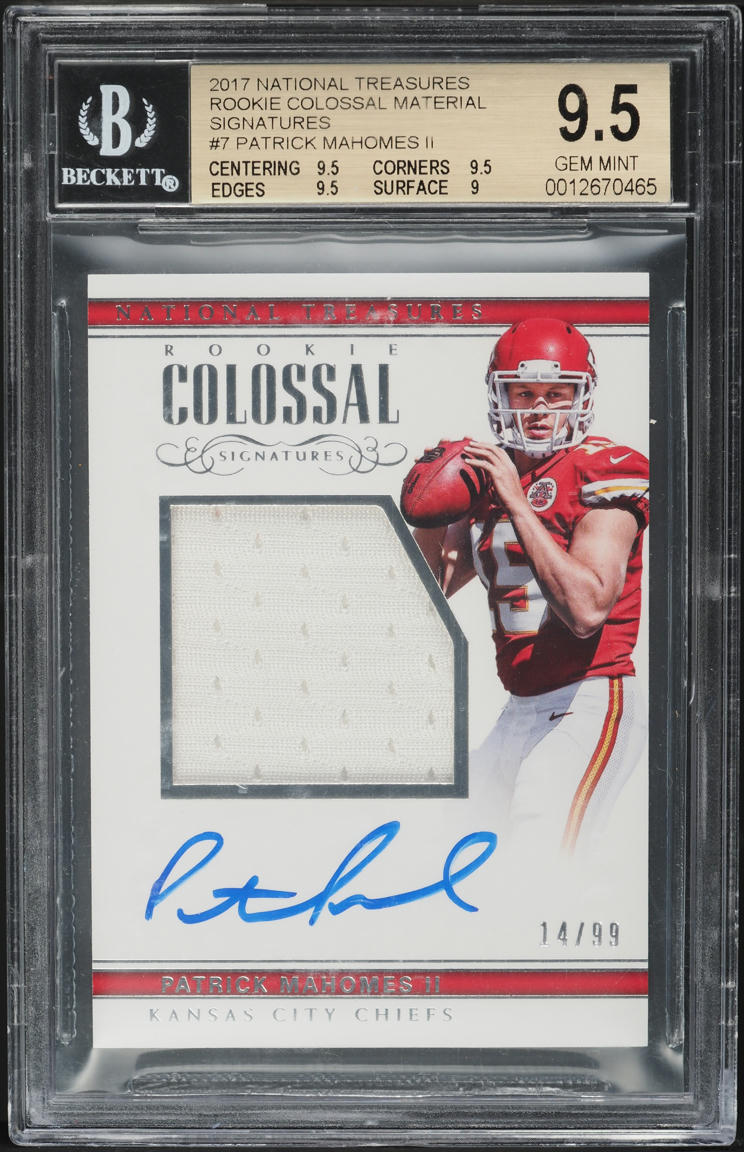 2017 National Treasures Colossal Patrick Mahomes ROOKIE PATCH AUTO /99 BGS 9.5