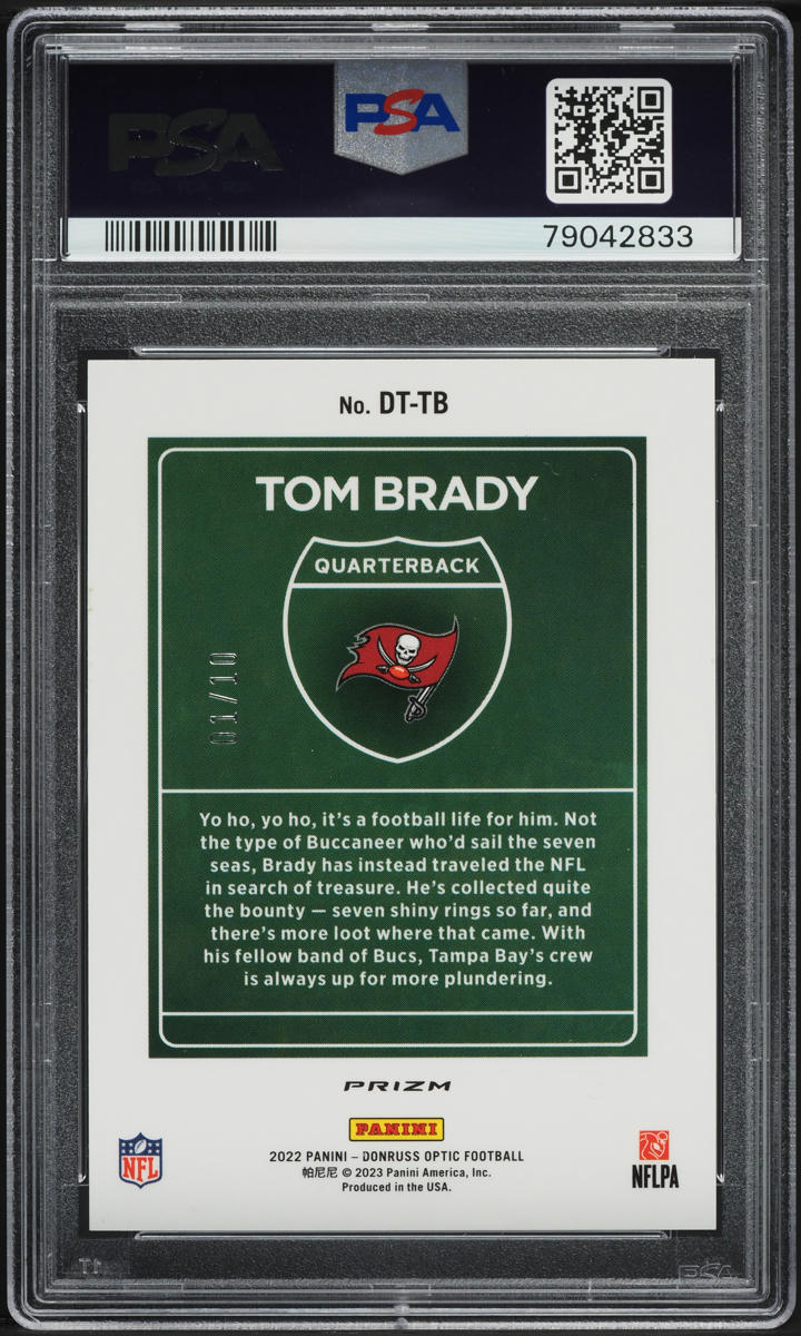 2022 Donruss Optic Downtown Gold Tom Brady 1/10 #DT-TB PSA 8 NM-MT