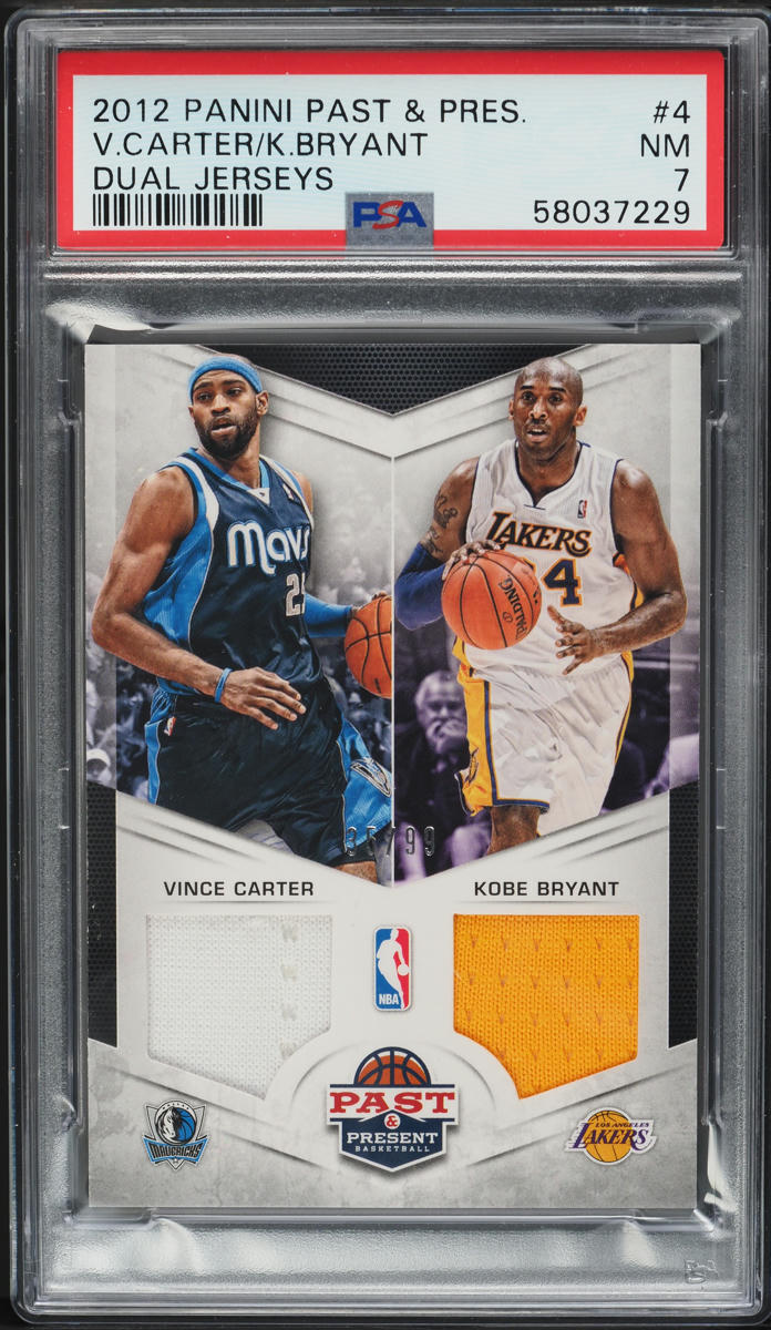 2012 Panini Past & Present Dual Vince Carter & Kobe Bryant PATCH /99 #4 PSA 7 NRMT