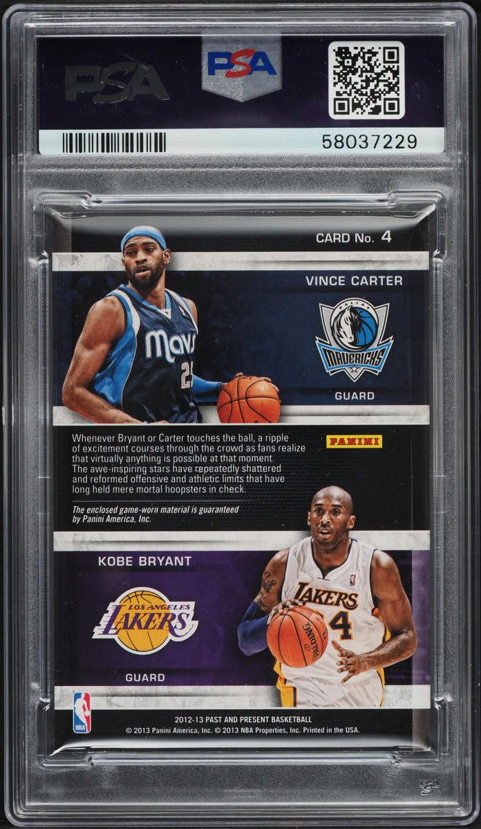 2012 Panini Past & Present Dual Vince Carter & Kobe Bryant PATCH /99 #4 PSA 7 NRMT