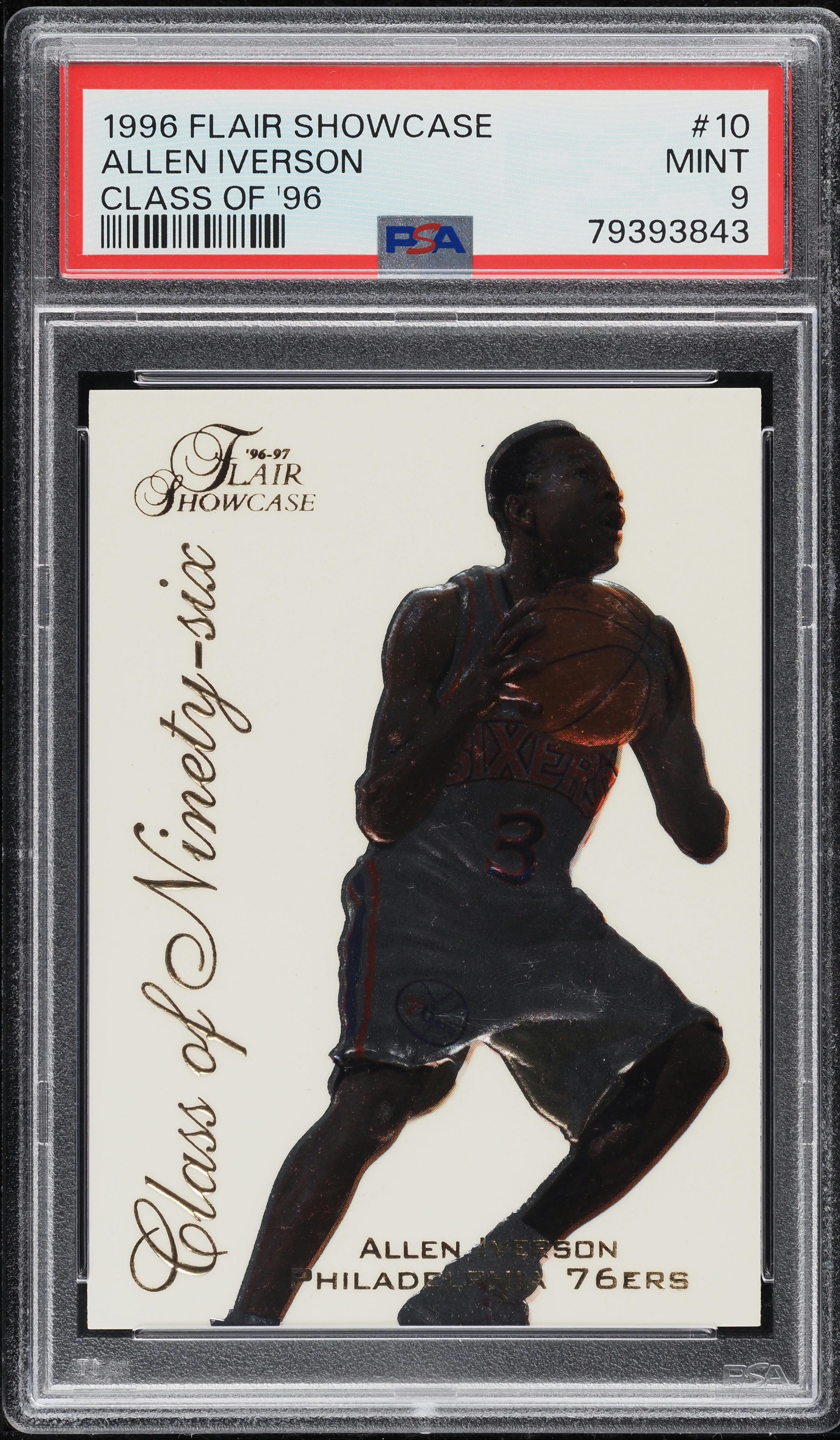 1996 Flair Showcase Class Of '96 Allen Iverson ROOKIE #10 PSA 9