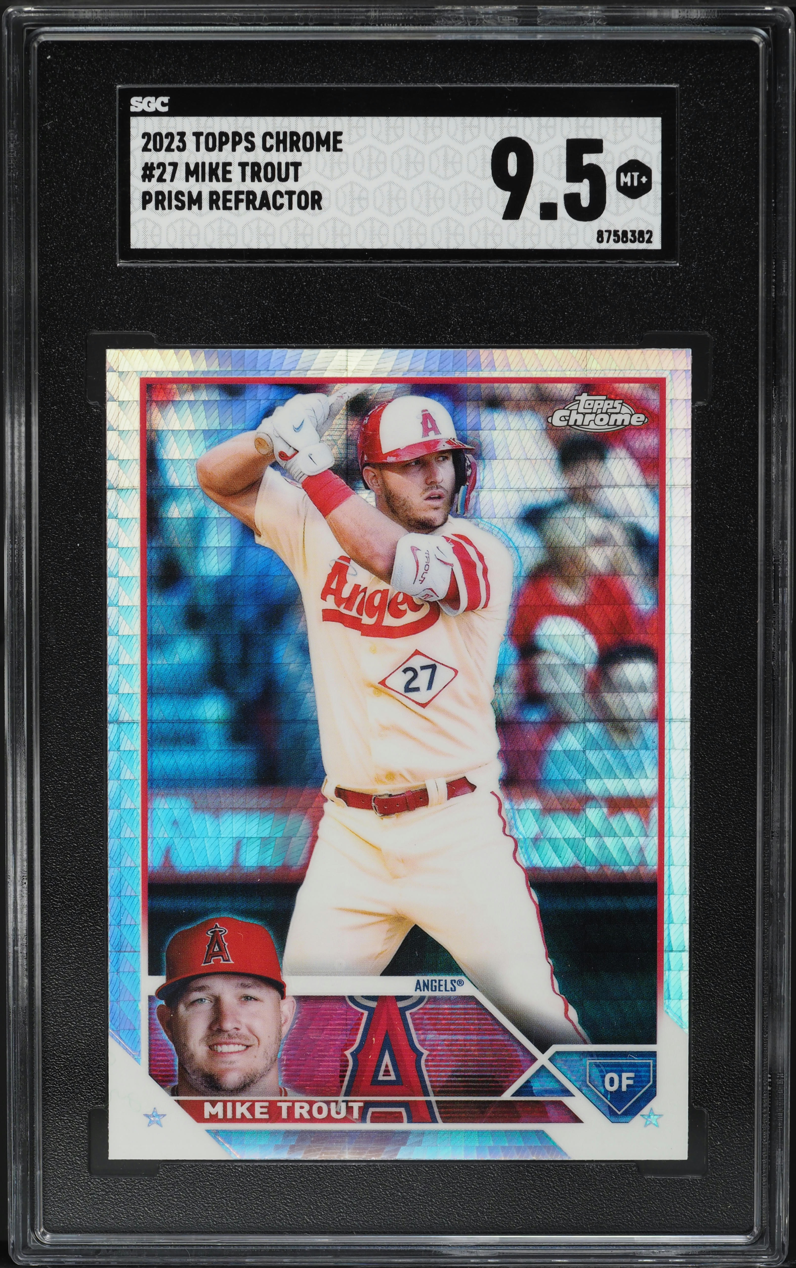 2023 Topps Chrome Prism Refractor Mike Trout #27 SGC 9.5 MINT+ on