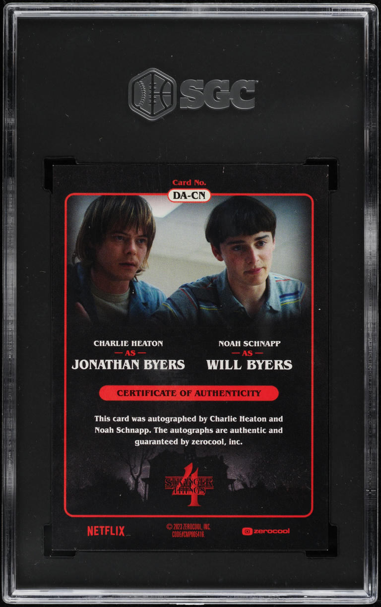 2023 Zerocool Stranger Things Dual Charlie Heaton Noah Schnapp AUTO SGC 9.5