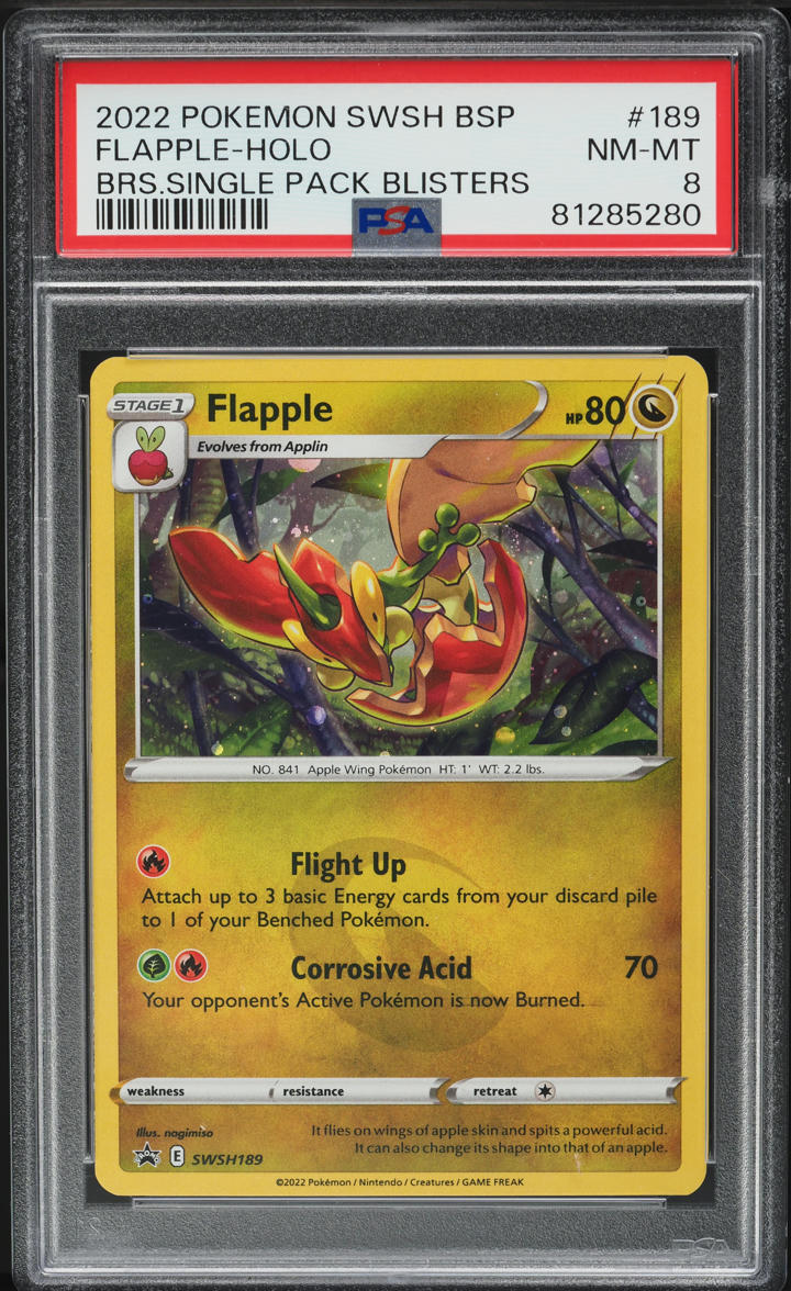 2022 Pokemon Sword & Shield Black Star Promo Holo Flapple #189 PSA 8 NM-MT on Fanatics Collect 2022 Pokemon Sword & Shield Black Star Promo Holo Flapple #189 PSA 8 NM-MT on Fanatics Collect