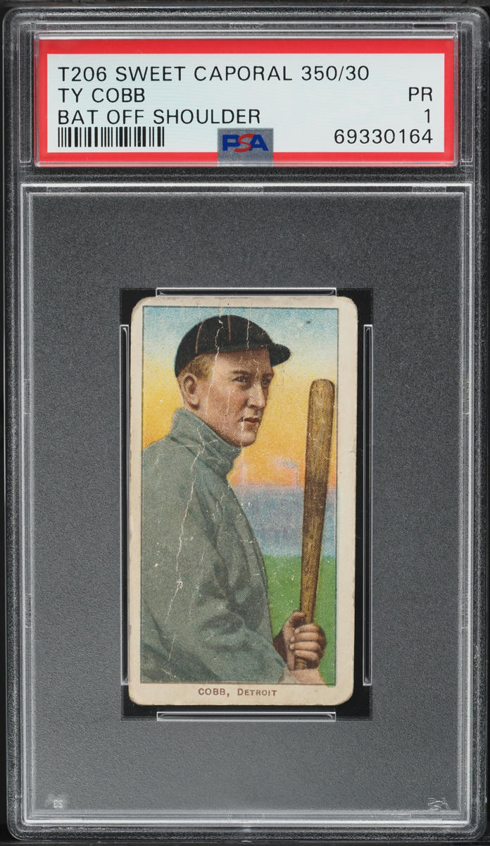 1909-11 T206 Ty Cobb BAT OFF SHOULDER, SWEET CAPORAL PSA 1 PR