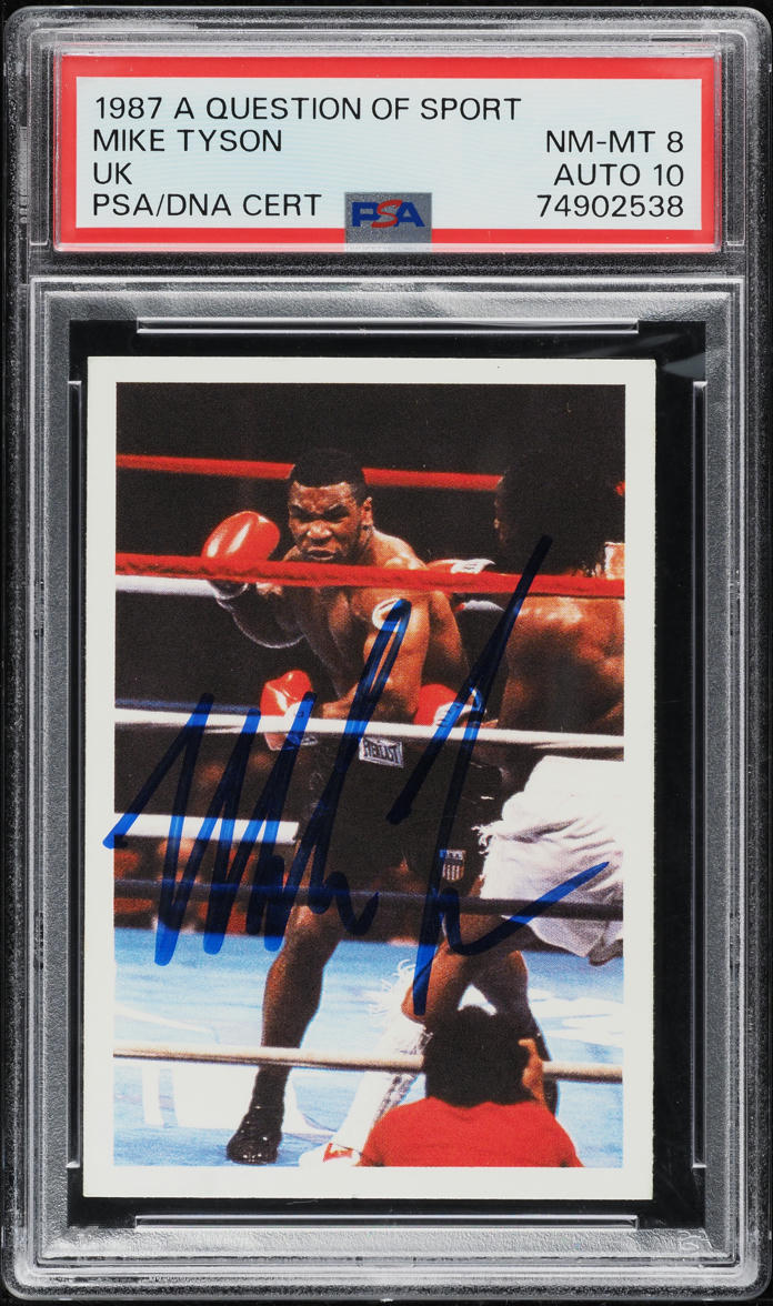 1987 A Question Of Sport UK Mike Tyson ROOKIE AUTO DNA 10 PSA 8 NM-MT
