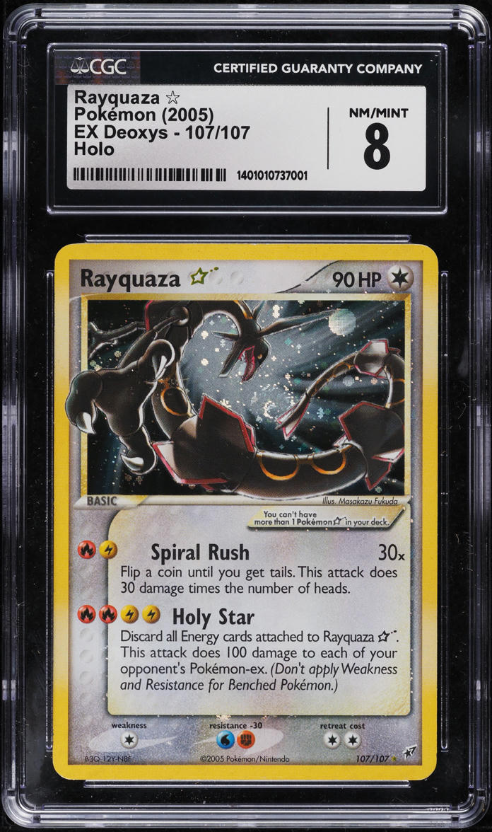 2005 Pokemon EX Deoxys Holo Rayquaza Gold Star #107 CGC 8 NM-MT