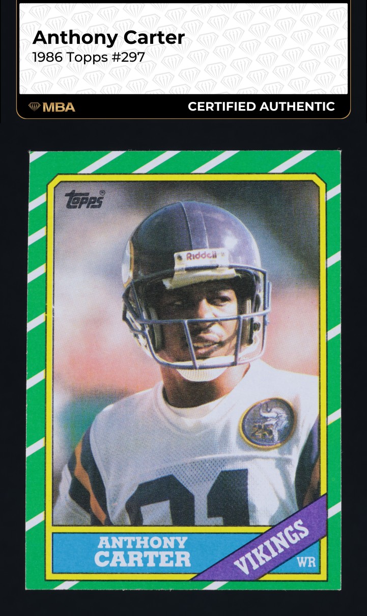 1986 Topps Football Anthony Carter ROOKIE #297 MBA AUTH