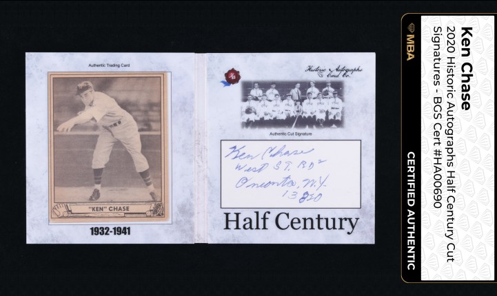 2020 Historic Autographs Half Century Cut Signatures Ken Chase AUTO MBA AUTH