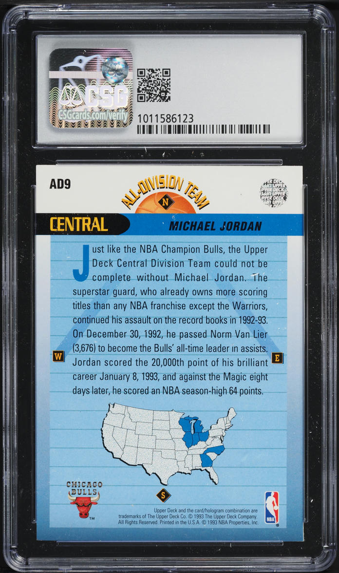 1992 Upper Deck All-Division Team Michael Jordan #AD9 CSG 8 NM-MT