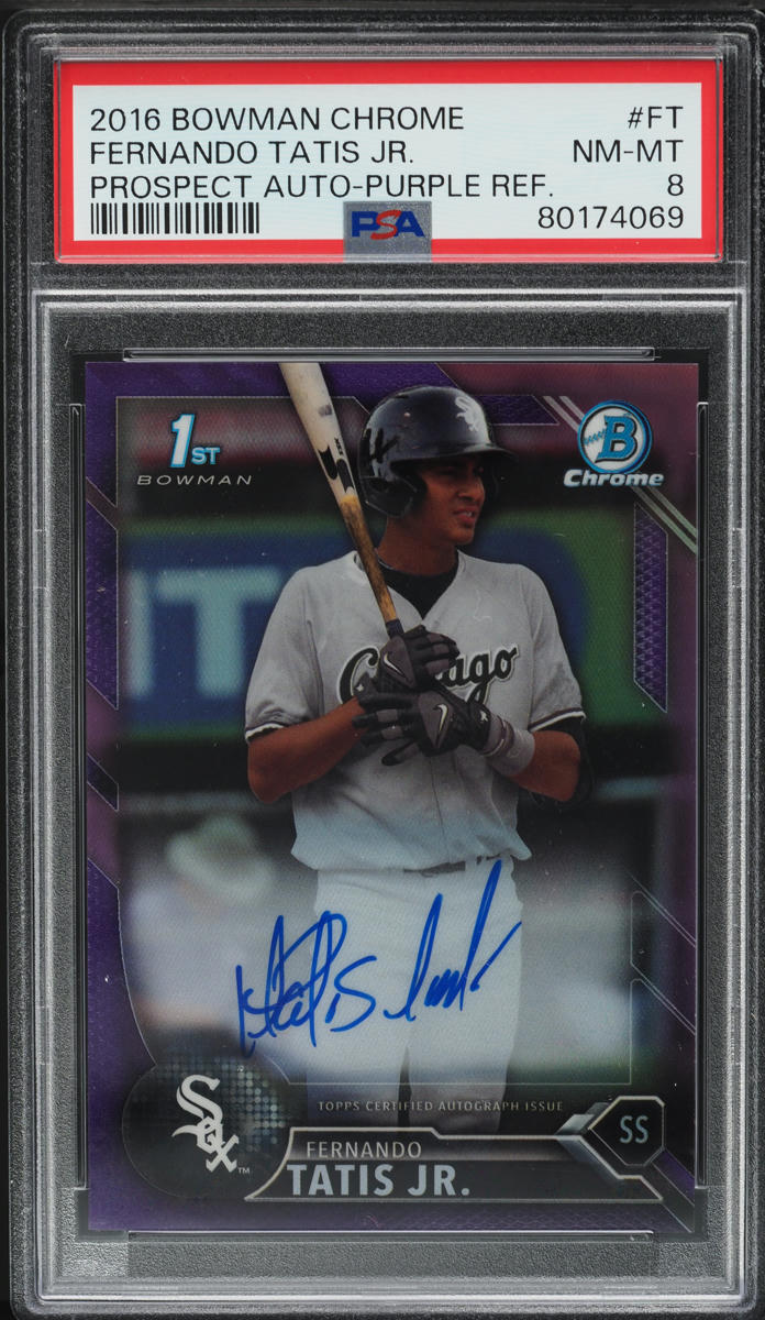 2016 Bowman Chrome Purple Refractor Fernando Tatis Jr. ROOKIE AUTO /250 PSA 8