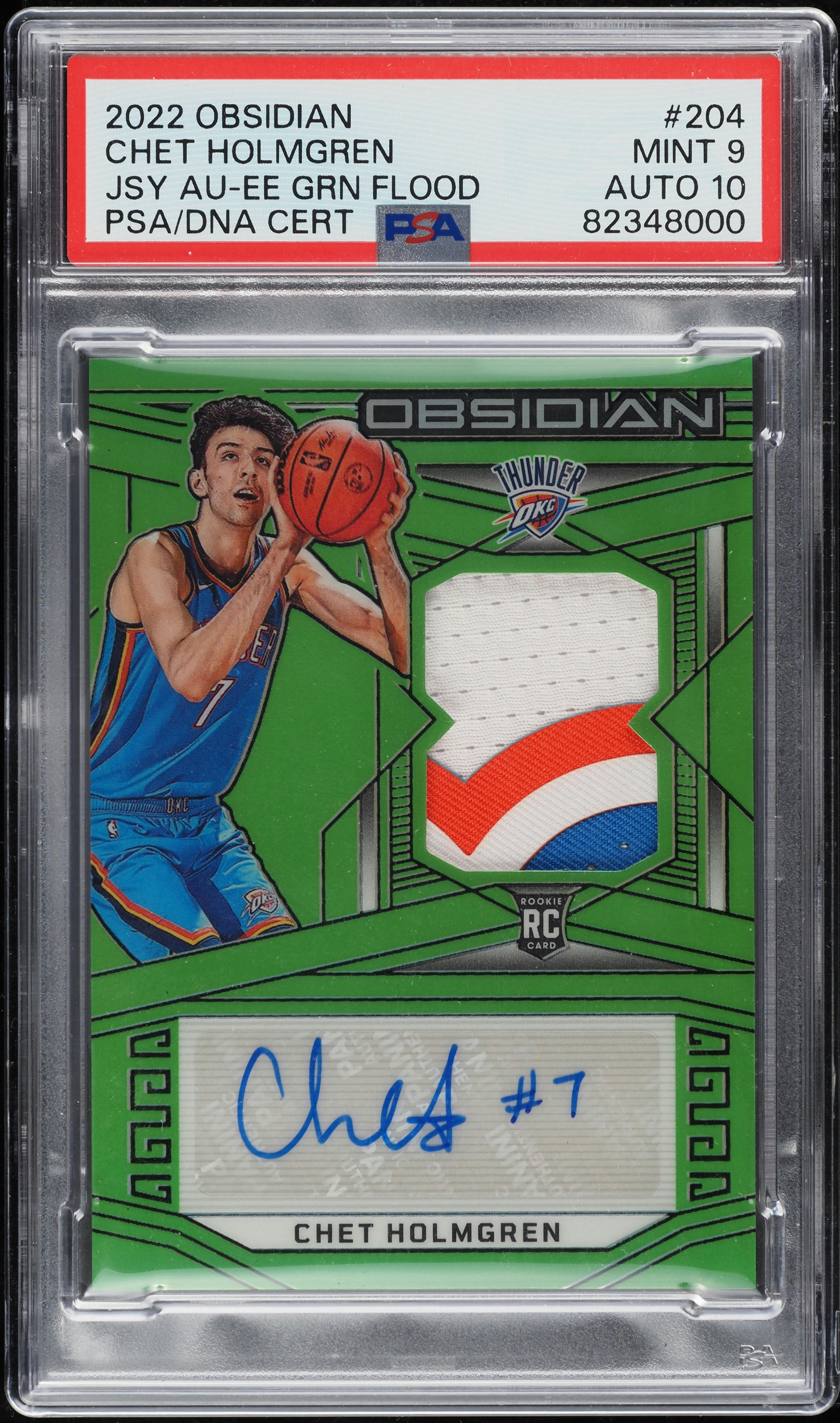 2022 Panini Obsidian Green Flood Chet Holmgren RC PATCH AUTO DNA 