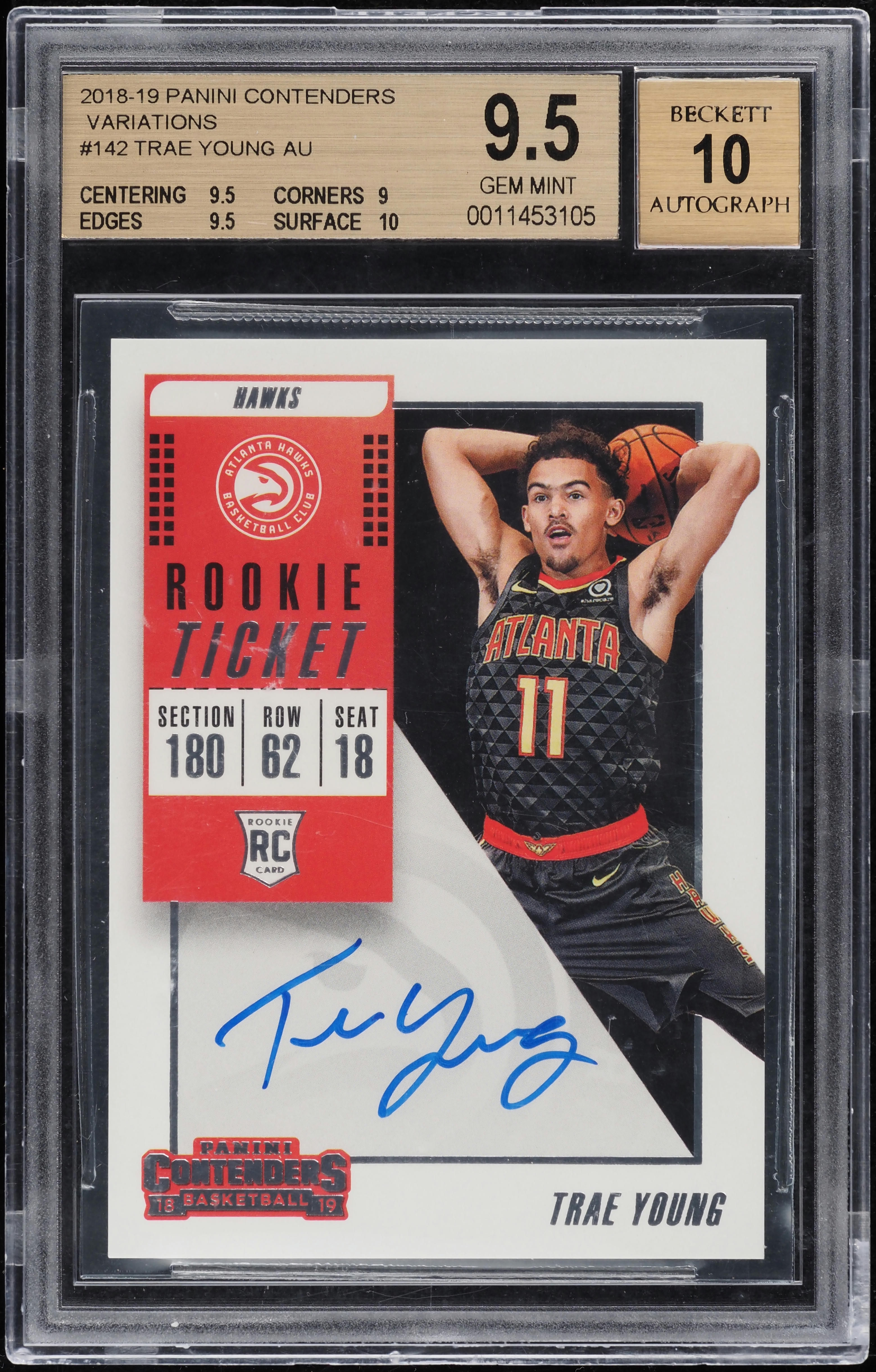 2018 Panini Contenders Variation Trae Young ROOKIE AUTO #142 BGS