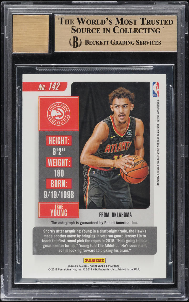2018 Panini Contenders Variation Trae Young ROOKIE AUTO #142 BGS