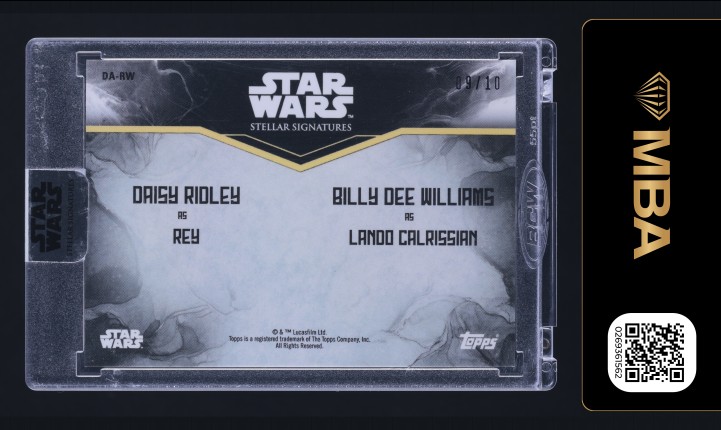 2021 Topps Star Wars Purple Billy Dee Williams & Daisy Ridley AUTO /10 MBA AUTH