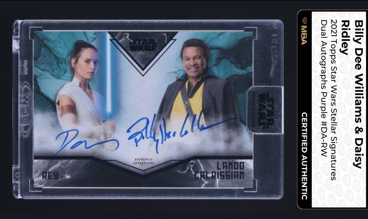2021 Topps Star Wars Purple Billy Dee Williams & Daisy Ridley AUTO /10 MBA AUTH