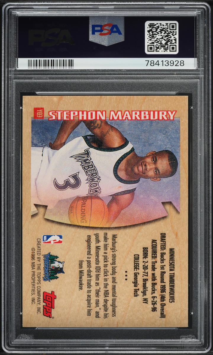 1996 Topps Youthquake Stephon Marbury ROOKIE #YQ3 PSA 9 MINT
