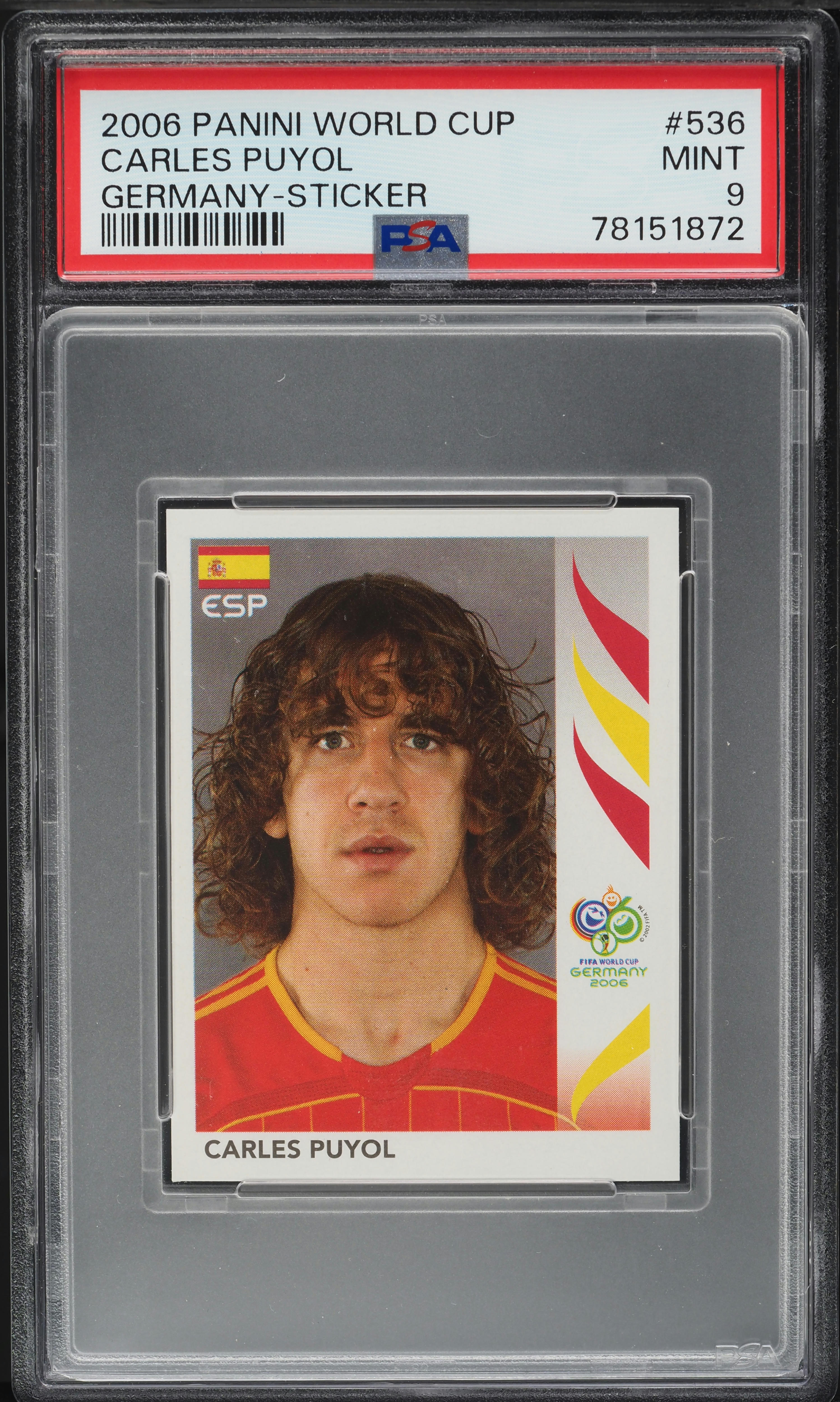 2006 Panini World Cup Germany Sticker Carles Puyol #536 PSA 9 MINT