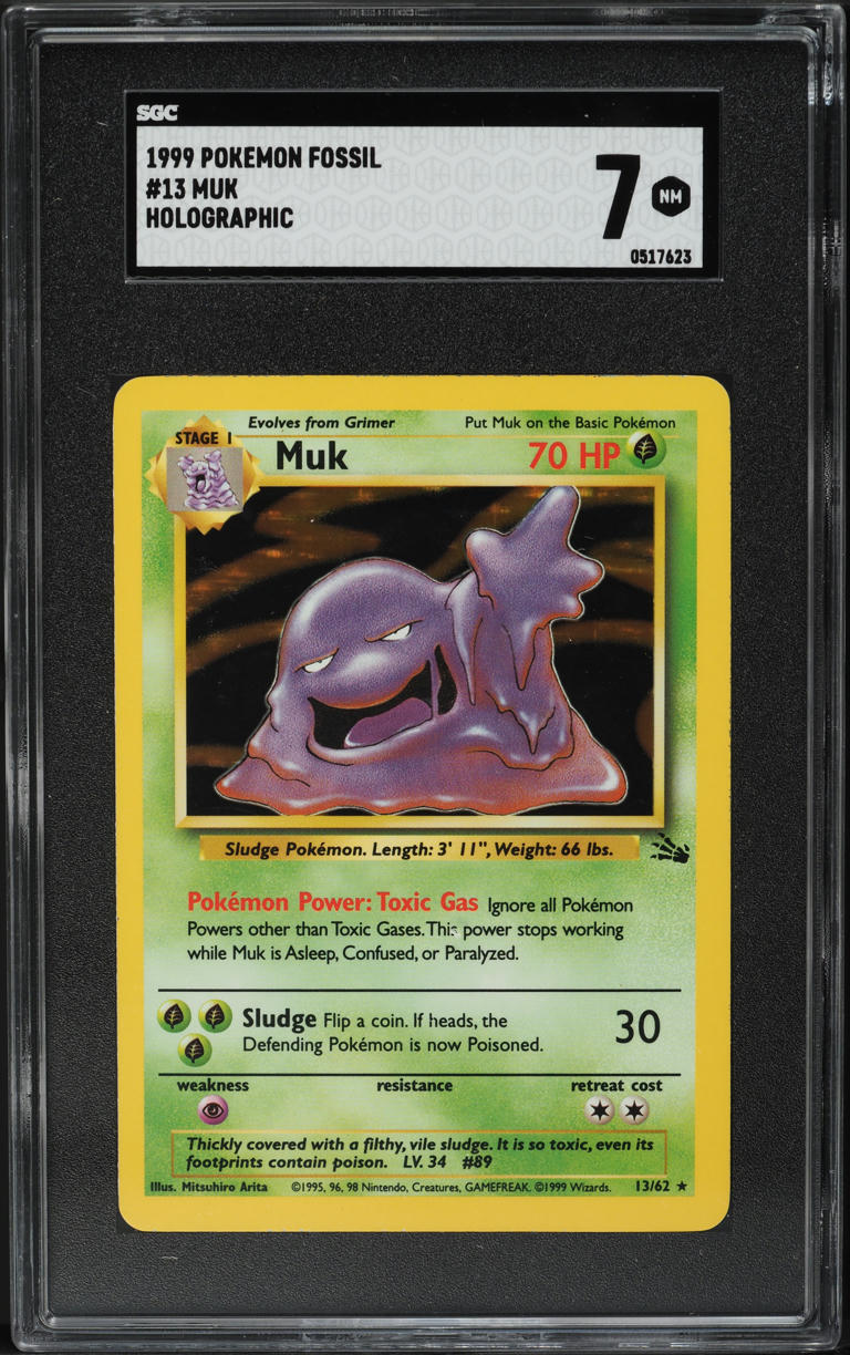 1999 Pokemon Fossil Holo Muk #13 SGC 7 NRMT