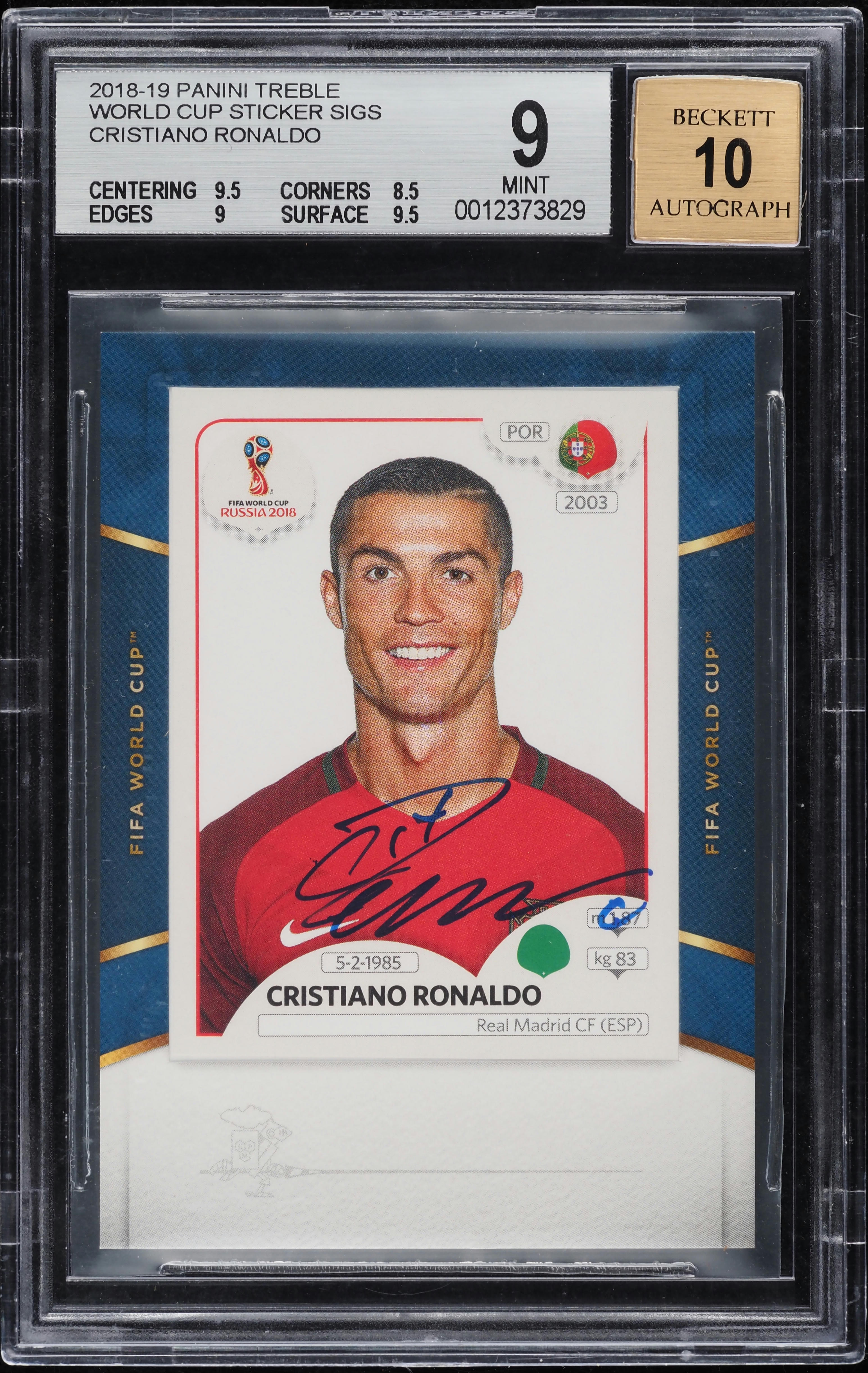 2018 Panini Treble World Cup Sticker Cristiano Ronaldo AUTO #WC