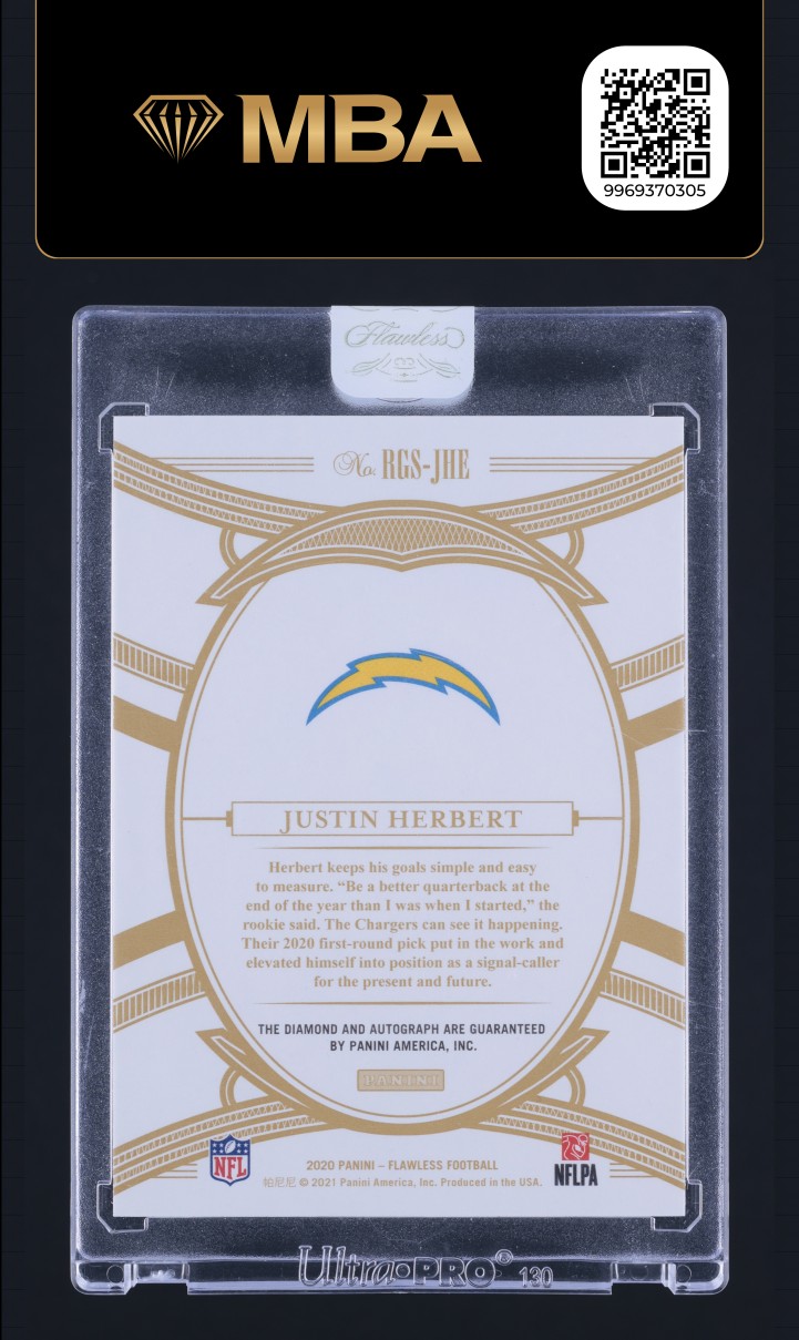 2020 Panini Flawless Diamond Platinum Justin Herbert ROOKIE AUTO 1/1 MBA AUTH