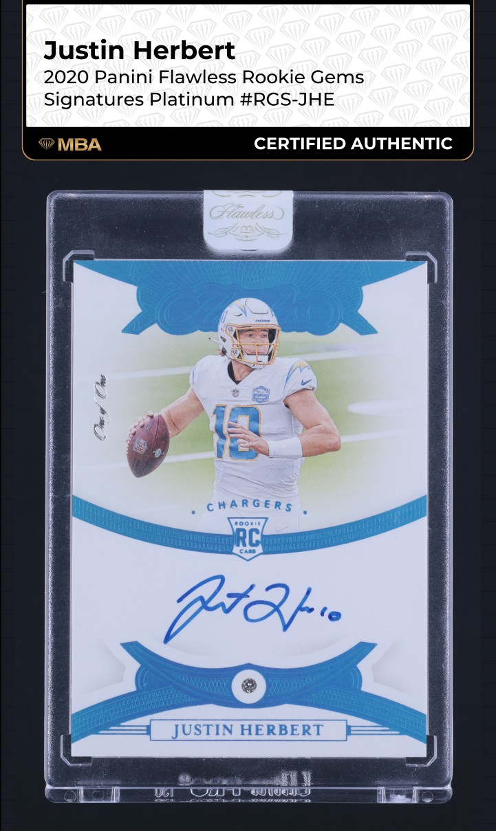2020 Panini Flawless Diamond Platinum Justin Herbert ROOKIE AUTO 1/1 MBA AUTH