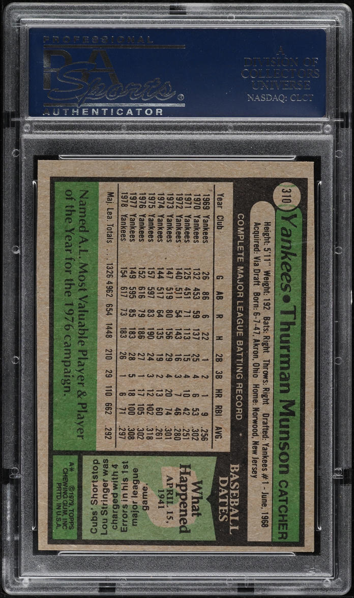 1979 Topps Thurman Munson #310 PSA 8 NM-MT