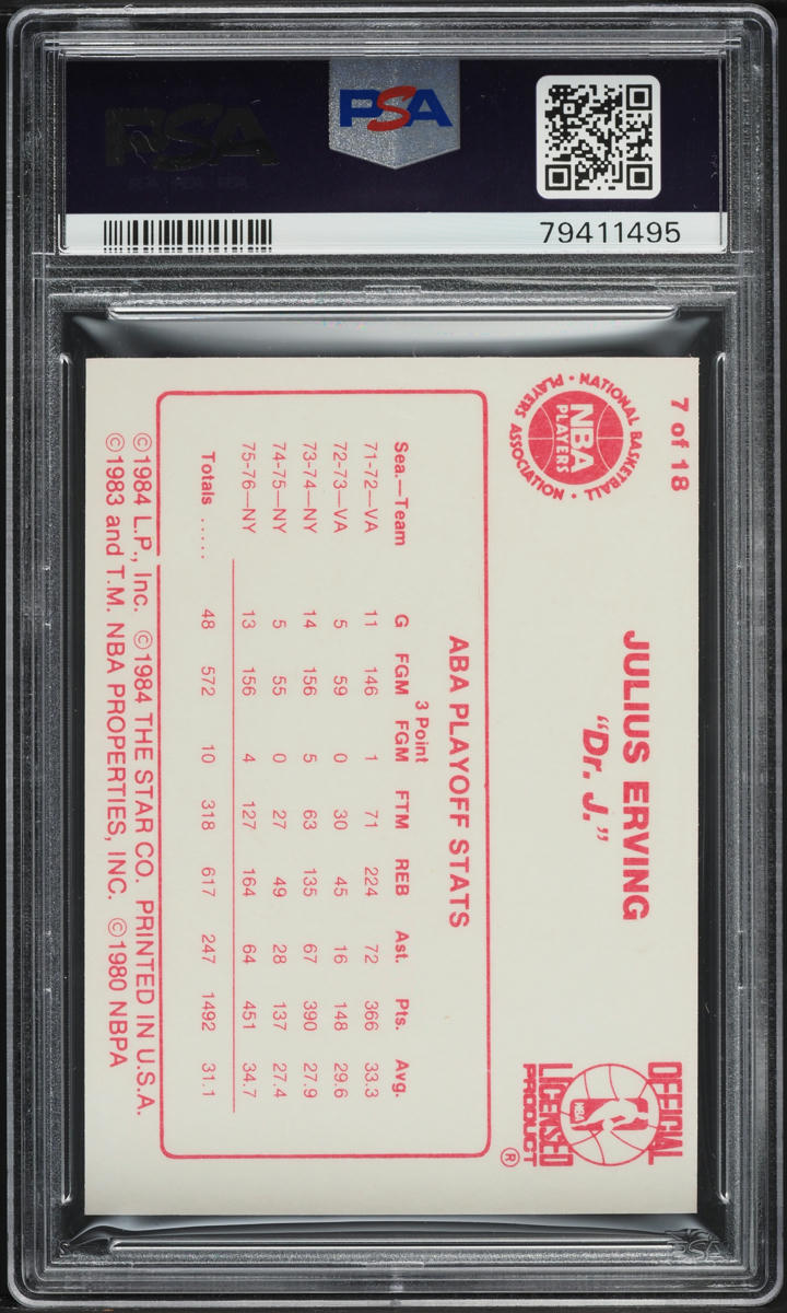 1984 Star Basketball Julius Erving #7 PSA 9 MINT