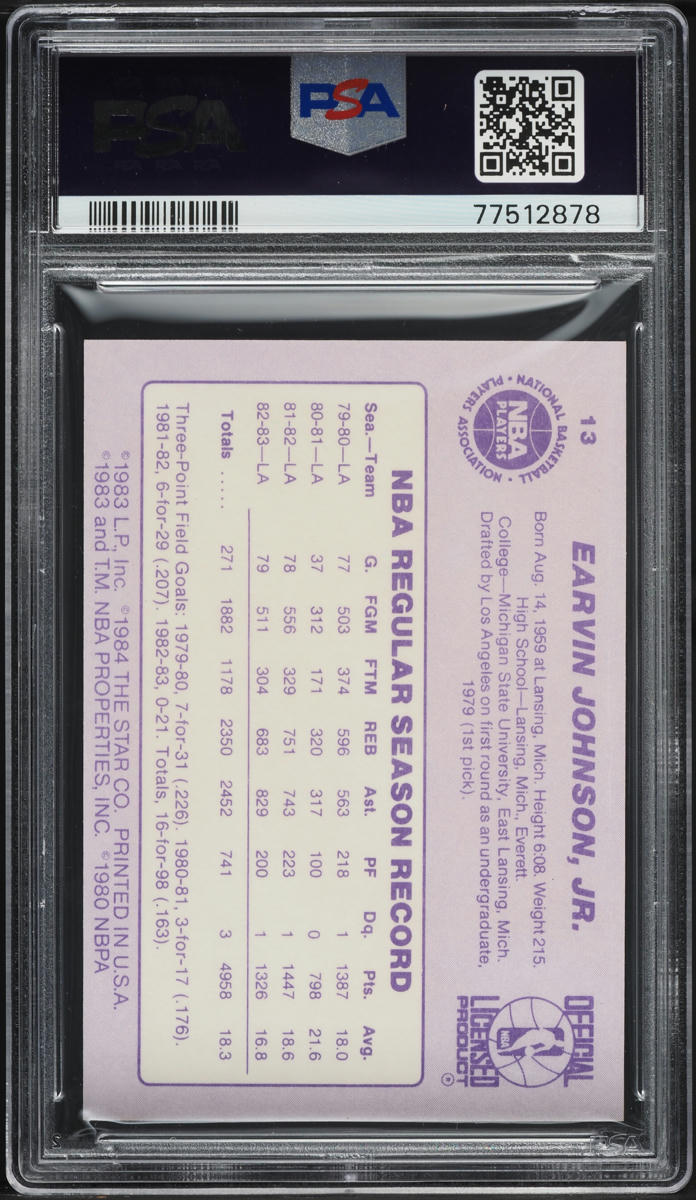 1983 Star Basketball Magic Johnson #13 PSA 6 EXMT