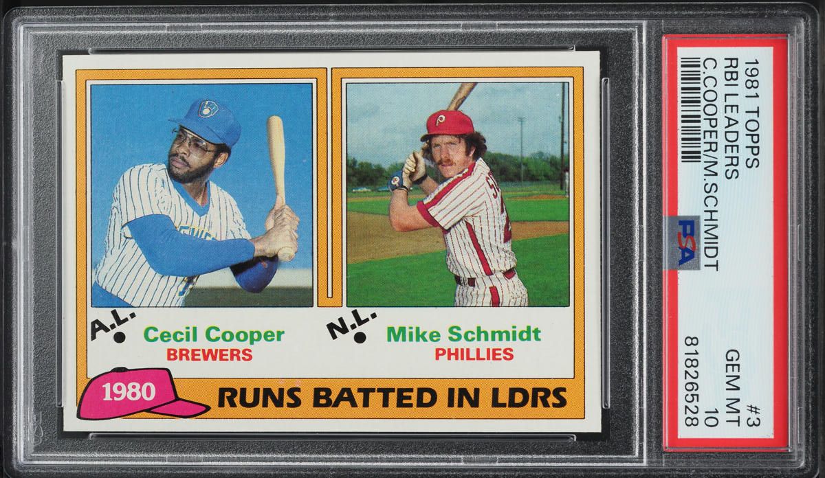 1981 Topps Cecil Cooper Mike Schmidt RBI LEADERS #3 PSA 10 GEM MINT
