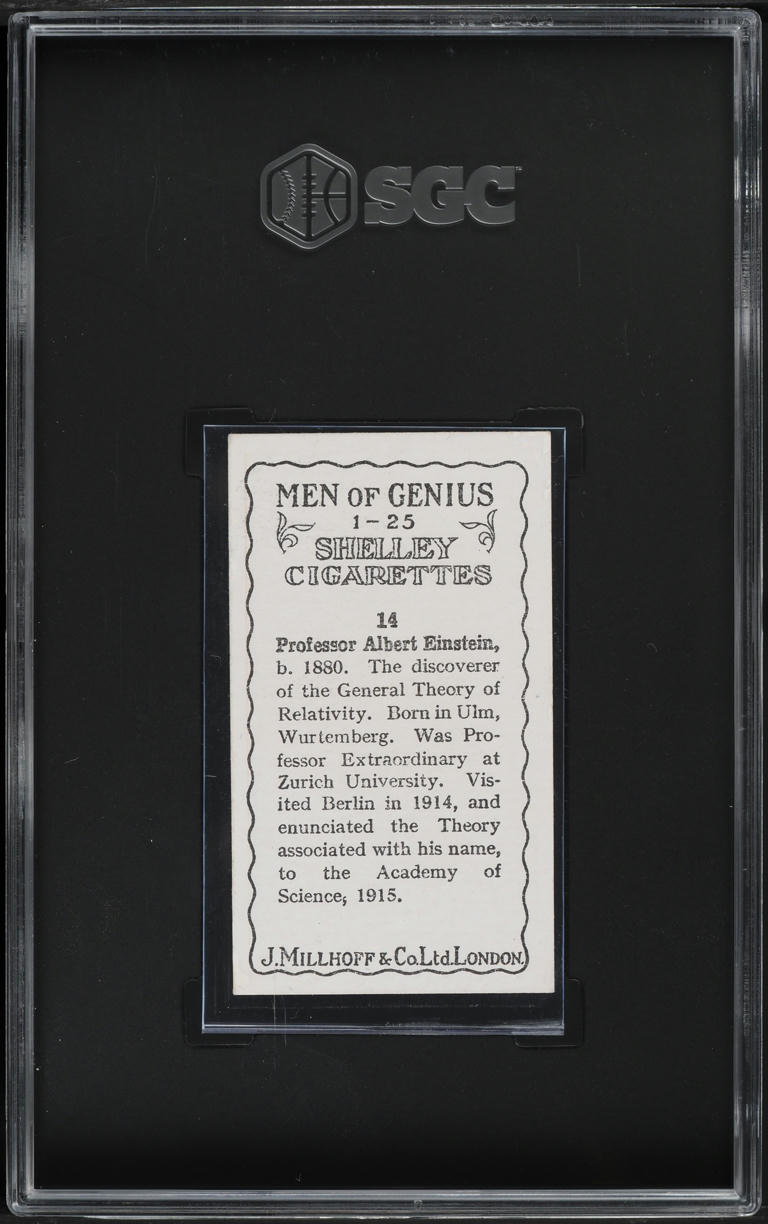 1924 J. Millhoff & Co. Men Of Genius Prof. Albert Einstein #14 SGC 7.5 NRMT+