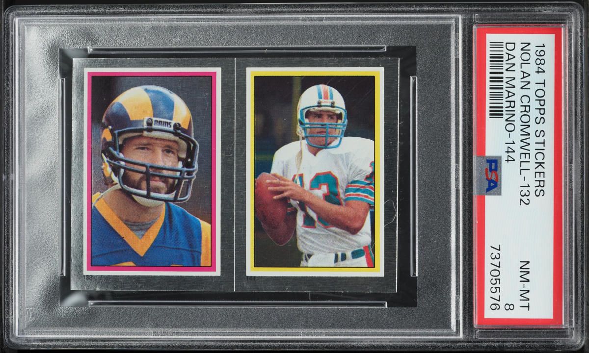 1984 Topps Stickers Football Nolan Cromwell Dan Marino ROOKIE PSA 8 NM-MT