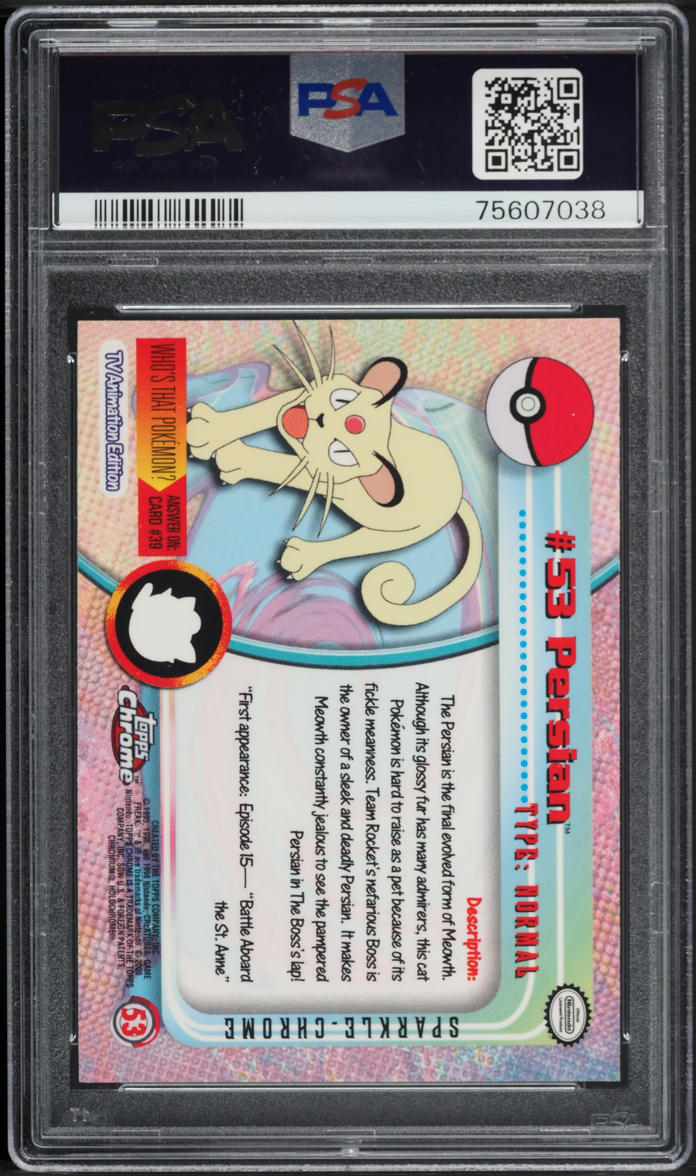2000 Topps Chrome Pokemon Series 1 Sparkle Persian #53 PSA 10 GEM MINT