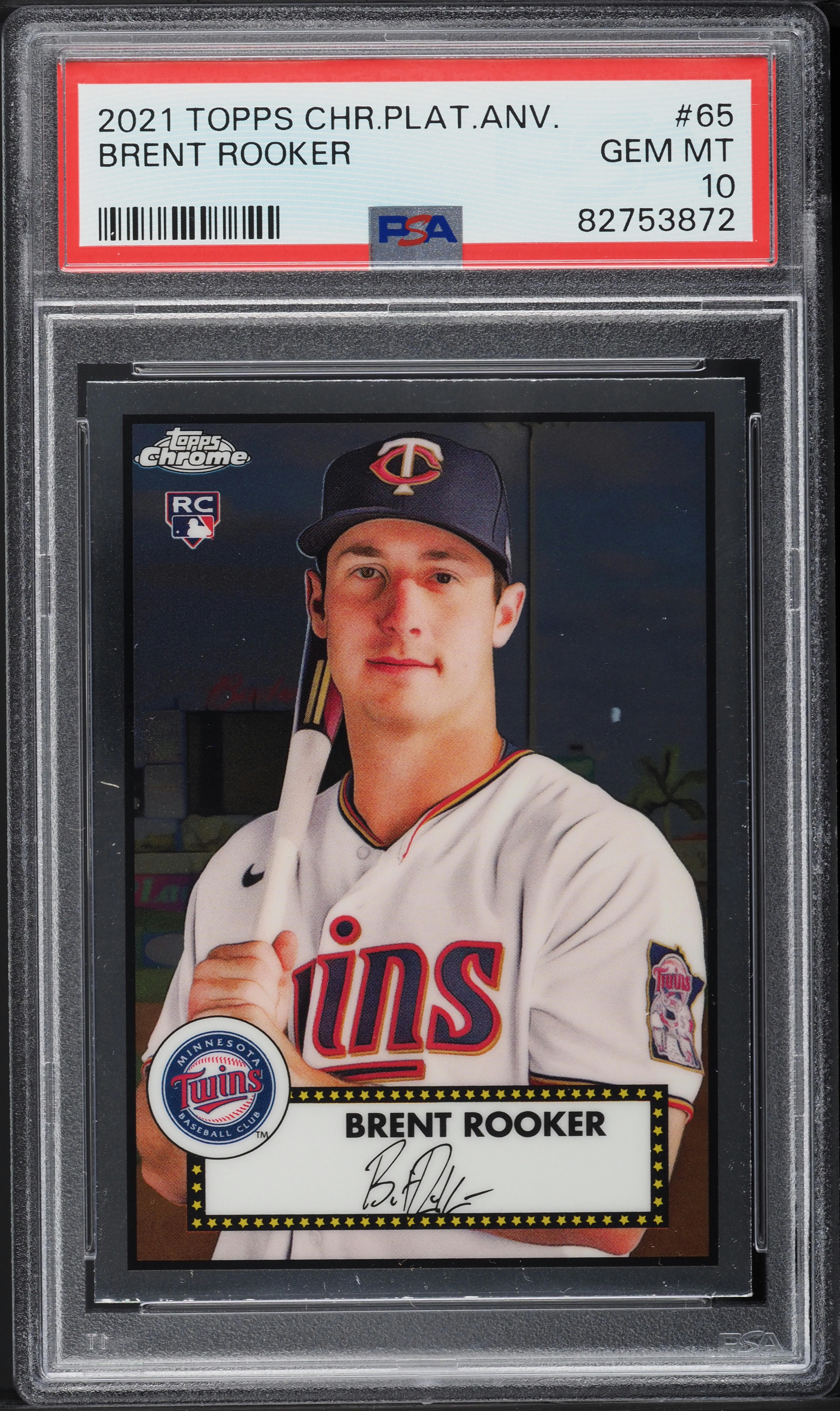 2021 Topps Chrome Platinum Anniversary Brent Rooker ROOKIE #65 PSA 