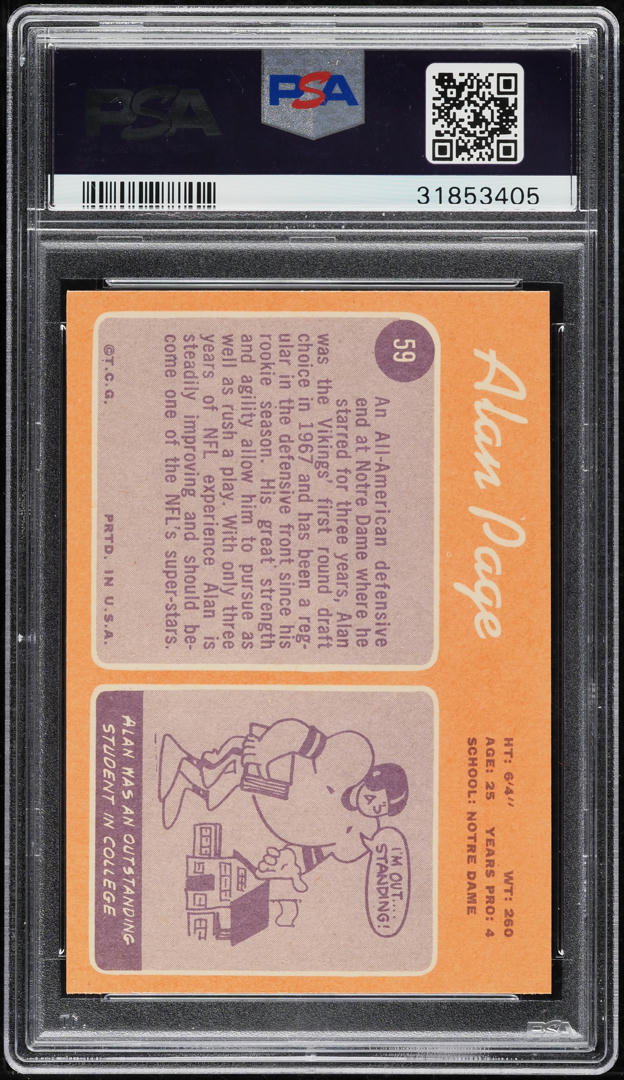 1970 Topps Football Alan Page ROOKIE #59 PSA 10 GEM MINT