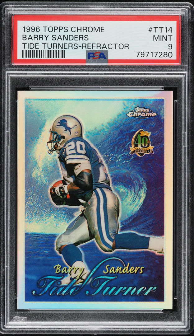 1996 Topps Chrome Tide Turners Refractor Barry Sanders #TT14 PSA 9 MINT