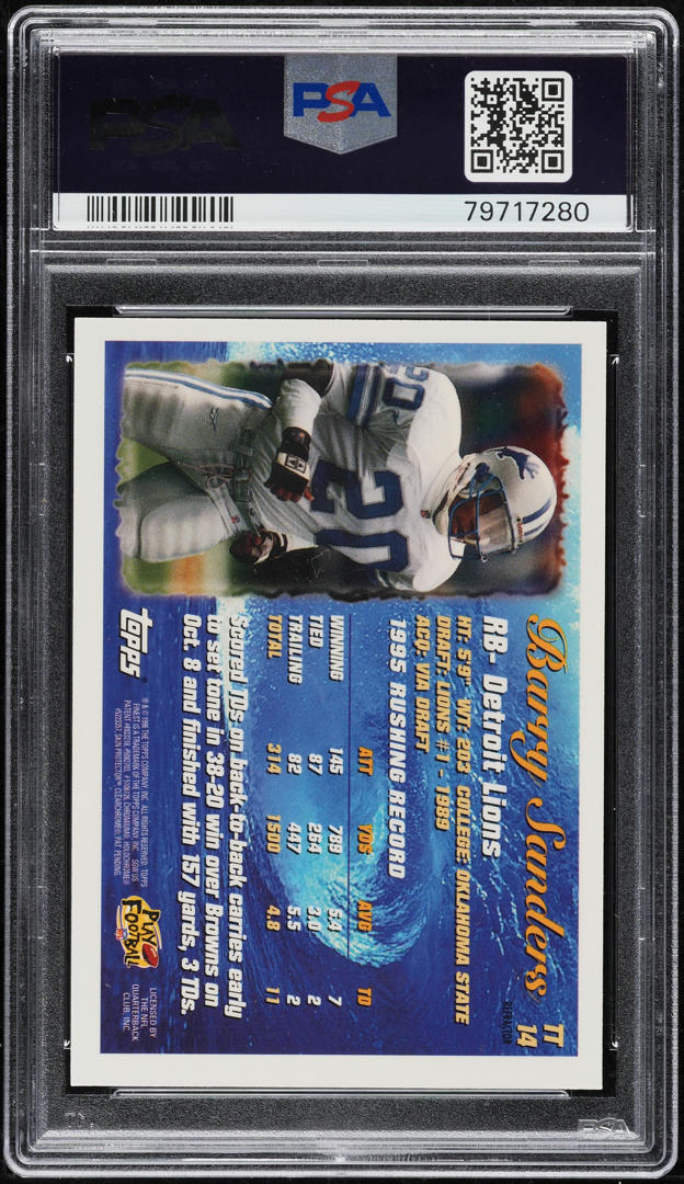 1996 Topps Chrome Tide Turners Refractor Barry Sanders #TT14 PSA 9 MINT