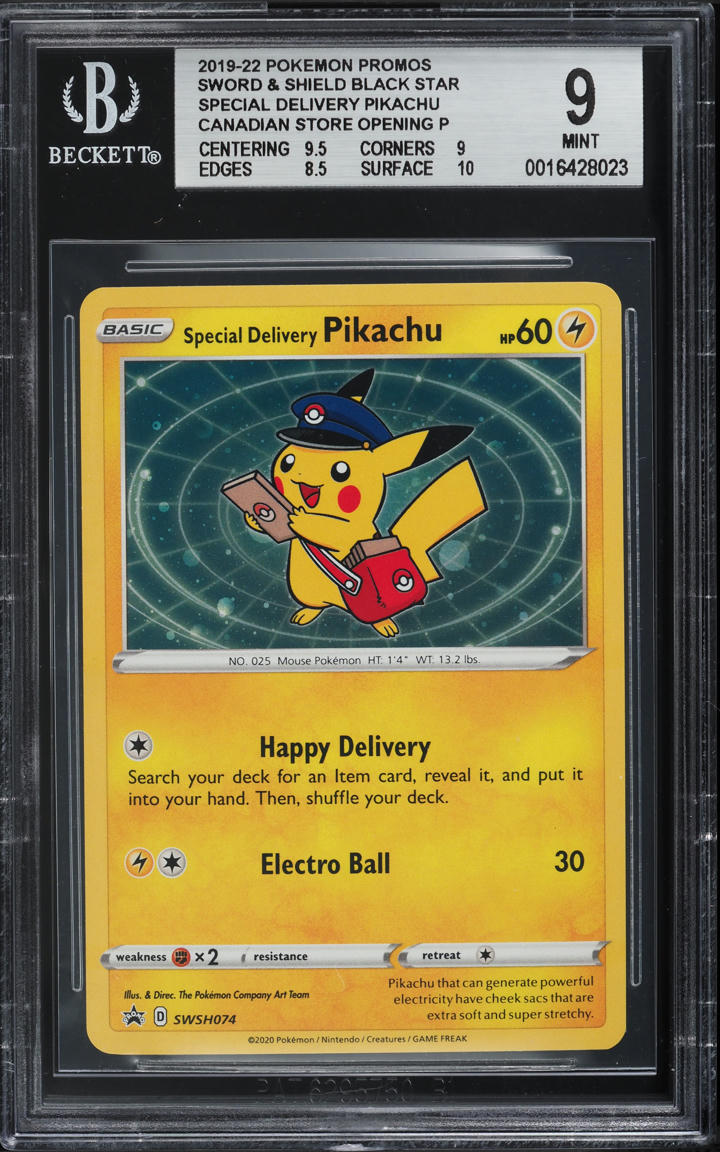 2019 Pokemon Sword & Shield Black Star Promos Special Delivery Pikachu BGS 9