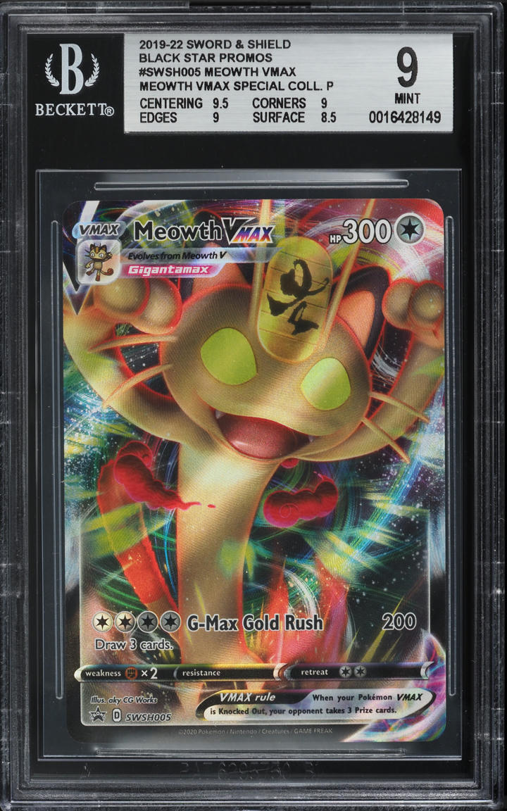 2019 Pokemon Sword & Shield Black Star Promos Meowth VMAX #SWSH005 BGS 9 MINT