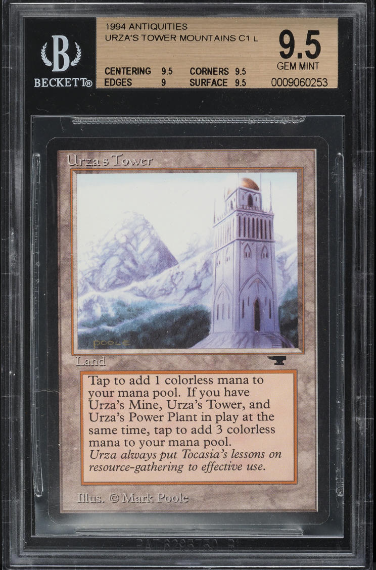 1994 Magic The Gathering MTG Antiquities Urza's Tower, Mountains BGS 9.5 GEM