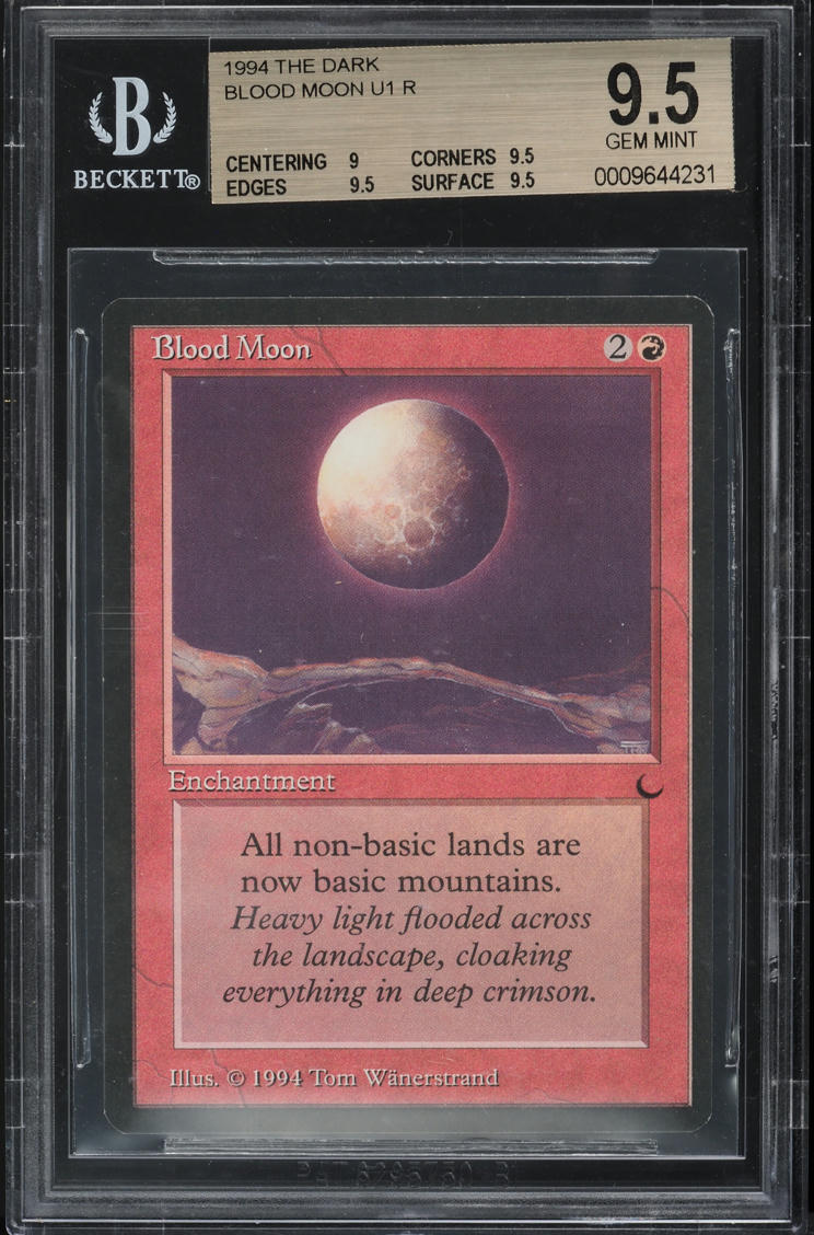 1994 Magic The Gathering MTG The Dark Blood Moon BGS 9.5 GEM MINT on Fanatics Collect 1994 Magic The Gathering MTG The Dark Blood Moon BGS 9.5 GEM MINT on Fanatics Collect