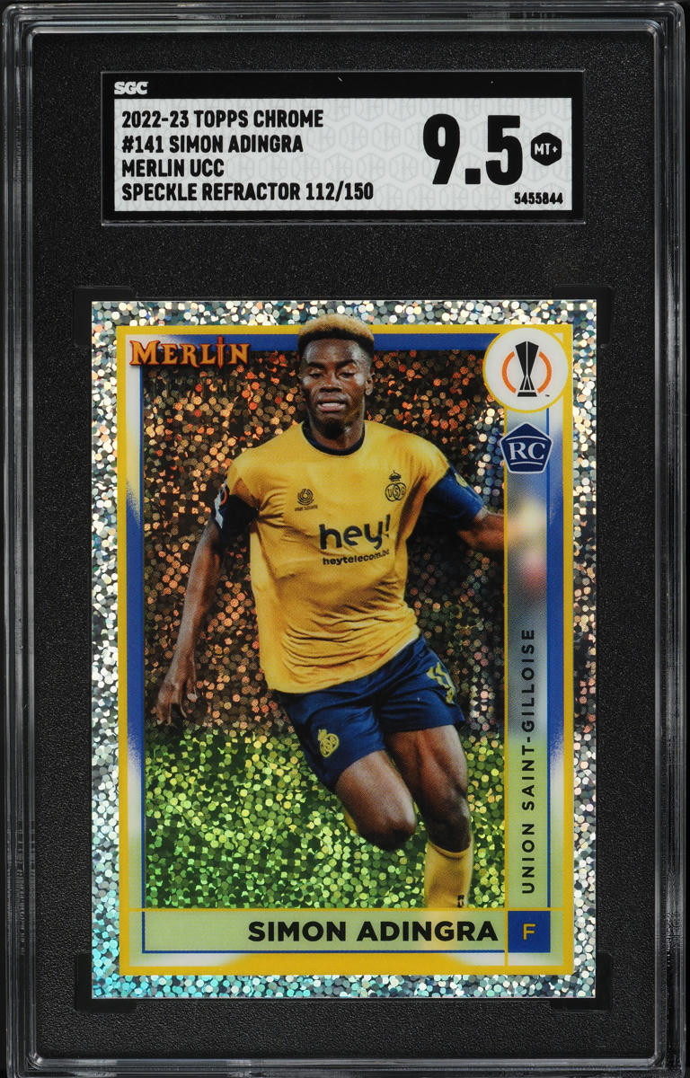 2022 Topps Merlin Chrome UEFA Speckle Refractor Simon Adingra ROOKIE /150 #141 SGC 9.5
