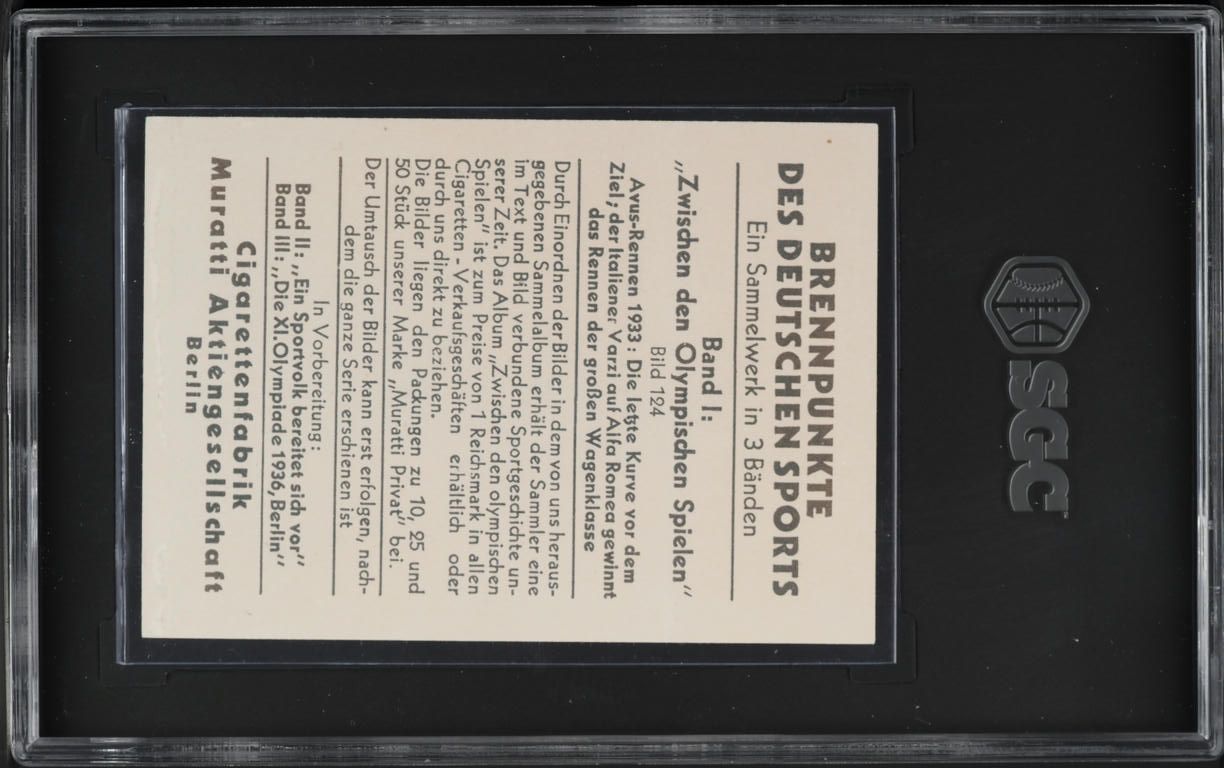 1935 Muratti Cigarettes-Zwischen Olympischen Spielen Achille Varzi #124 SGC 3 VG