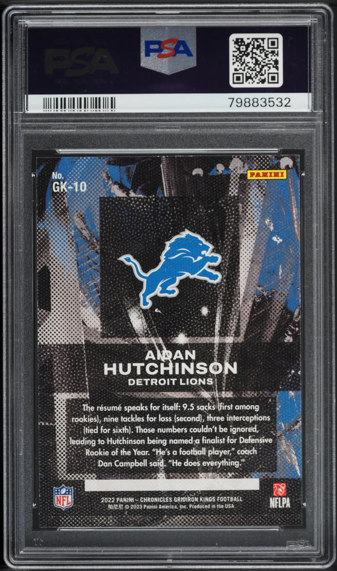 2022 Panini Chronicles Gridiron Kings Aidan Hutchinson ROOKIE #GK-10 PSA 10 GEM