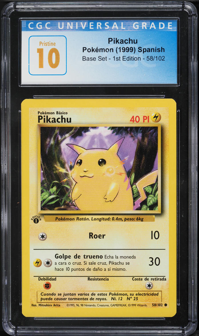 1999 Pokemon Spanish Base Set 1st Edition Pikachu #58 CGC 10 PRISTINE