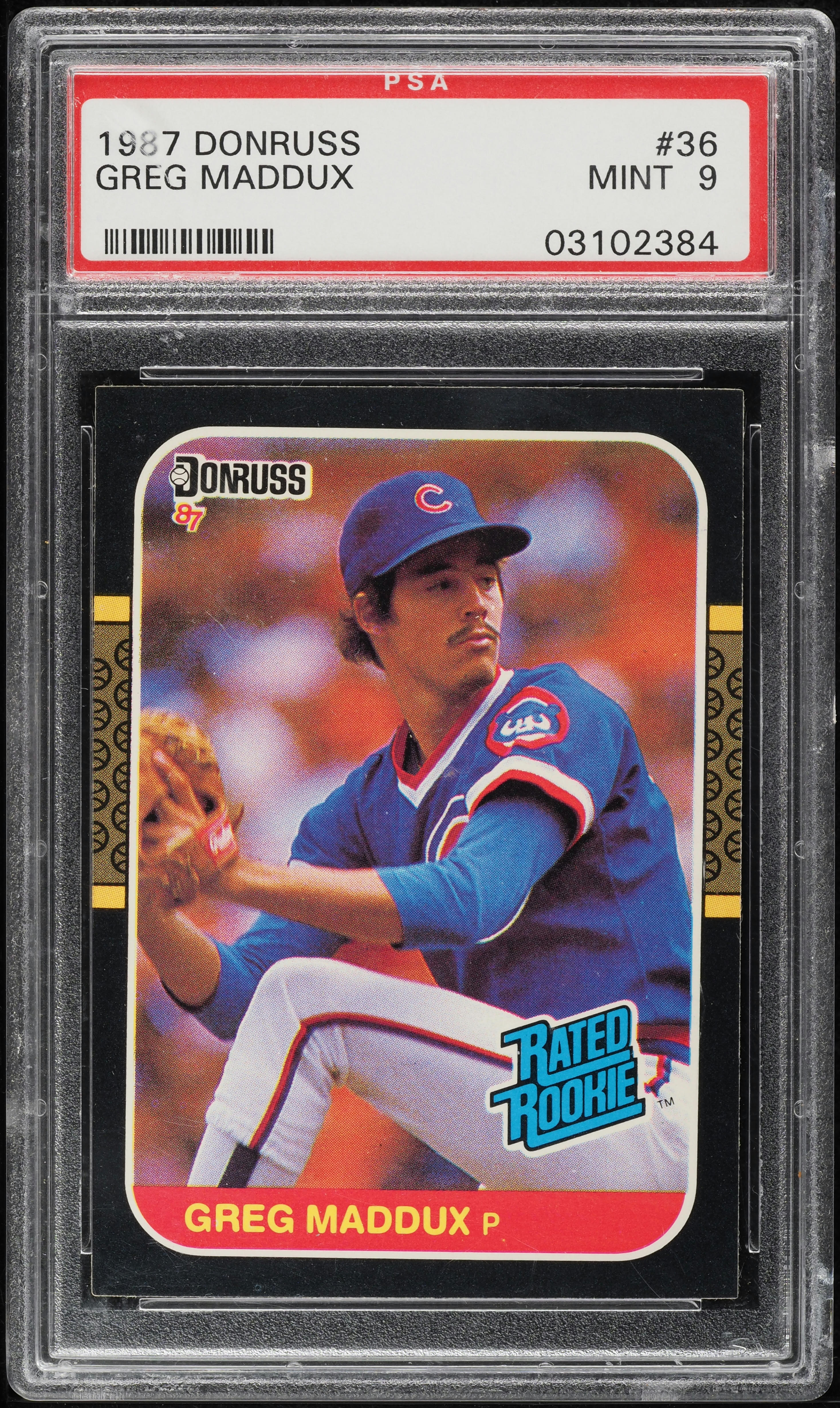 1987 Donruss Greg Maddux ROOKIE #36 PSA 9 MINT on Fanatics Collect